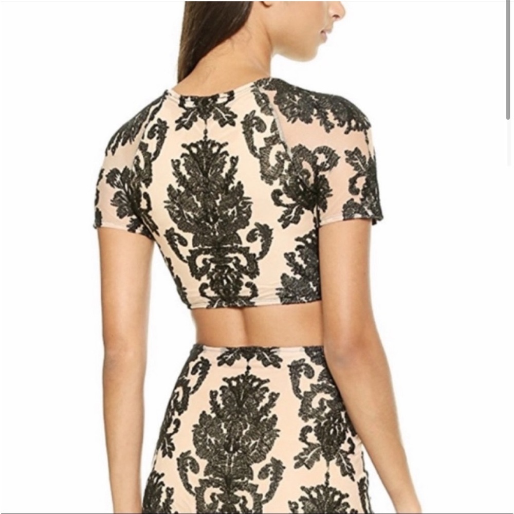 For Love & Lemons Ethereal Crop Top Nude/Black - Picture 2 of 8